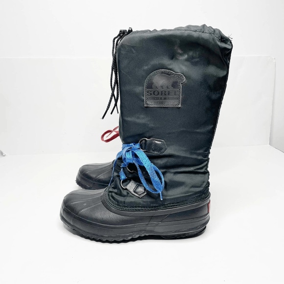 Vintage 90s Sorel Snowlion Snow boot black tall lined made in canada US 7 womens - Picture 3 of 8